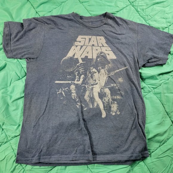 Star Wars Adults Medium Gray Short Sleeve Tshirt Graphic Print Prequels Luke - Picture 1 of 8